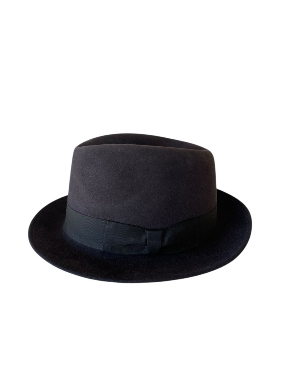 Dobbs "Dayton" style charcoal gray fur felt fedora hat, size 6 7/8